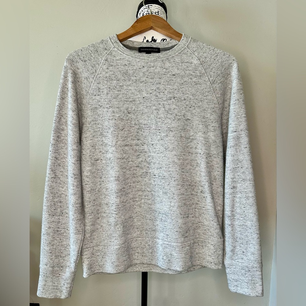 Men’s Banana Republic Brushed Waffle Knit Sweatshirt, Heather Grey - Size Small
